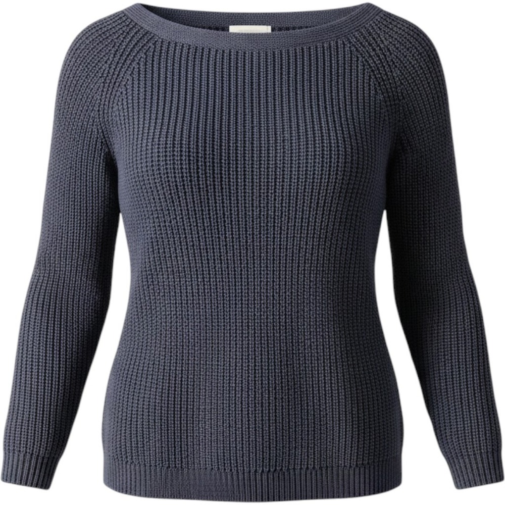 Quince Organic Cotton Fisherman Boatneck Sweater Womens XS Dark Grey Navy Knit